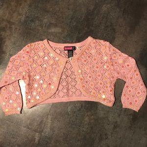 Say What? Silk Angora Pink Sequin Shrug size M